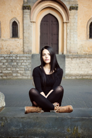 Background replaced in image of a model Background replaced in image of a model